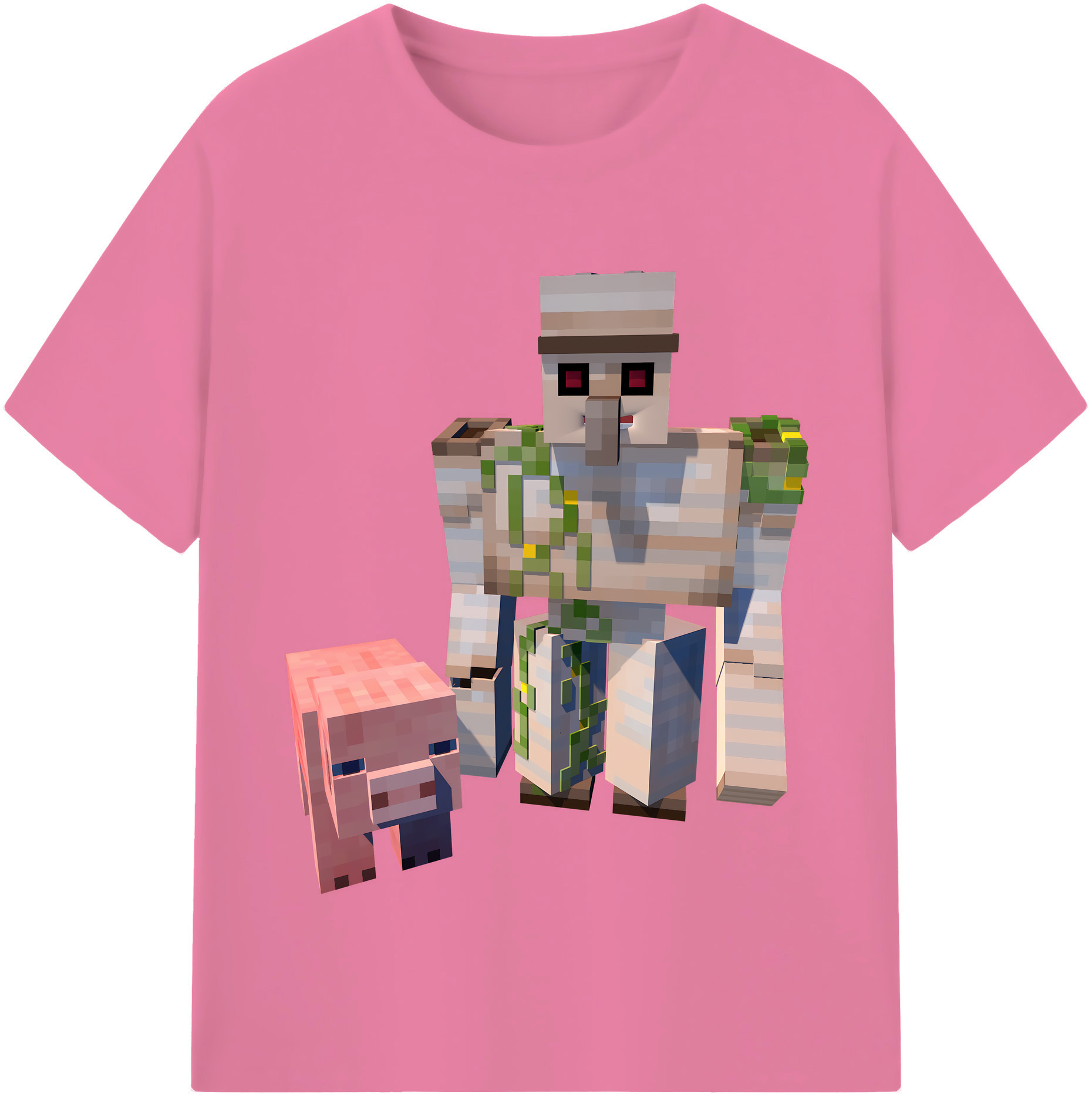 （画像用） マインクラフト ブロックの世界 Minecraft MC Block world 綿100％半袖Tシャツ（フロントプリント）